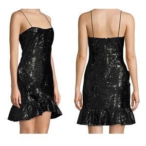 Likely Lilia Black Ruffle Sequined Black Party Mini Dress Size 10 NEW